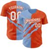 Custom Graffiti Pattern White Orange-Light Blue 3D Scratch Authentic Baseball Jersey