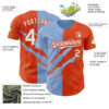 Custom Graffiti Pattern White Orange-Light Blue 3D Scratch Authentic Baseball Jersey