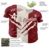 Custom Graffiti Pattern Cream-Crimson 3D Scratch Authentic Baseball Jersey