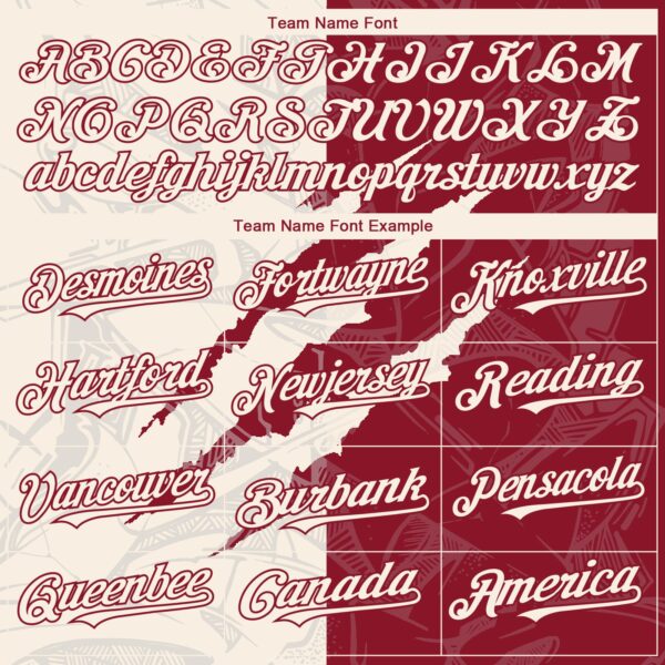 Custom Graffiti Pattern Cream-Crimson 3D Scratch Authentic Baseball Jersey