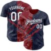Custom Graffiti Pattern White Navy-Crimson 3D Scratch Authentic Baseball Jersey
