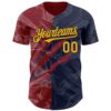 Custom Graffiti Pattern Gold Navy-Crimson 3D Scratch Authentic Baseball Jersey
