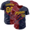 Custom Graffiti Pattern Gold Navy-Crimson 3D Scratch Authentic Baseball Jersey