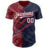 Custom Graffiti Pattern White Navy-Crimson 3D Scratch Authentic Baseball Jersey