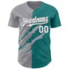 Custom Graffiti Pattern White Teal-Gray 3D Scratch Authentic Baseball Jersey