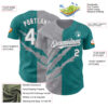 Custom Graffiti Pattern White Teal-Gray 3D Scratch Authentic Baseball Jersey