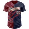 Custom Graffiti Pattern Vintage USA Flag Navy Crimson-Cream 3D Scratch Authentic Baseball Jersey