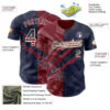 Custom Graffiti Pattern Vintage USA Flag Navy Crimson-Cream 3D Scratch Authentic Baseball Jersey