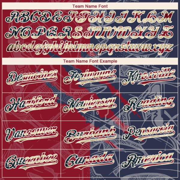 Custom Graffiti Pattern Vintage USA Flag Navy Crimson-Cream 3D Scratch Authentic Baseball Jersey