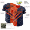 Custom Graffiti Pattern Navy-Orange 3D Scratch Authentic Baseball Jersey