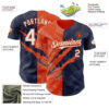 Custom Graffiti Pattern White Navy-Orange 3D Scratch Authentic Baseball Jersey