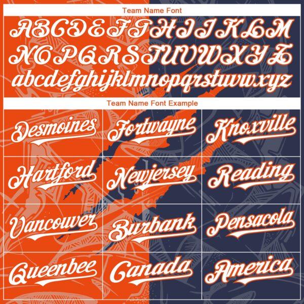 Custom Graffiti Pattern White Navy-Orange 3D Scratch Authentic Baseball Jersey
