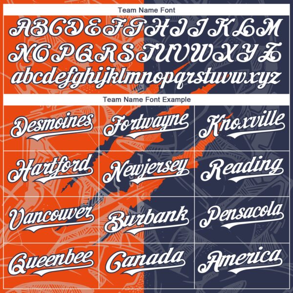 Custom Graffiti Pattern White Navy-Orange 3D Scratch Authentic Baseball Jersey