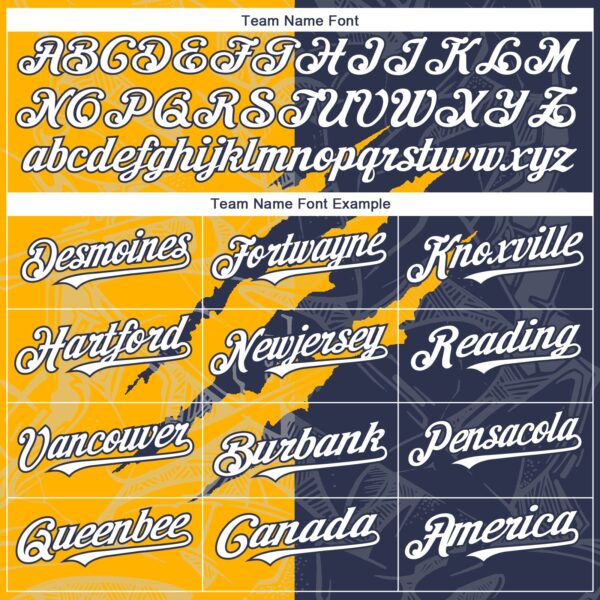 Custom Graffiti Pattern White Navy-Gold 3D Scratch Authentic Baseball Jersey