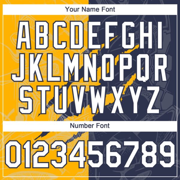 Custom Graffiti Pattern White Navy-Gold 3D Scratch Authentic Baseball Jersey