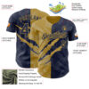 Custom Graffiti Pattern Navy-Old Gold 3D Scratch Authentic Baseball Jersey