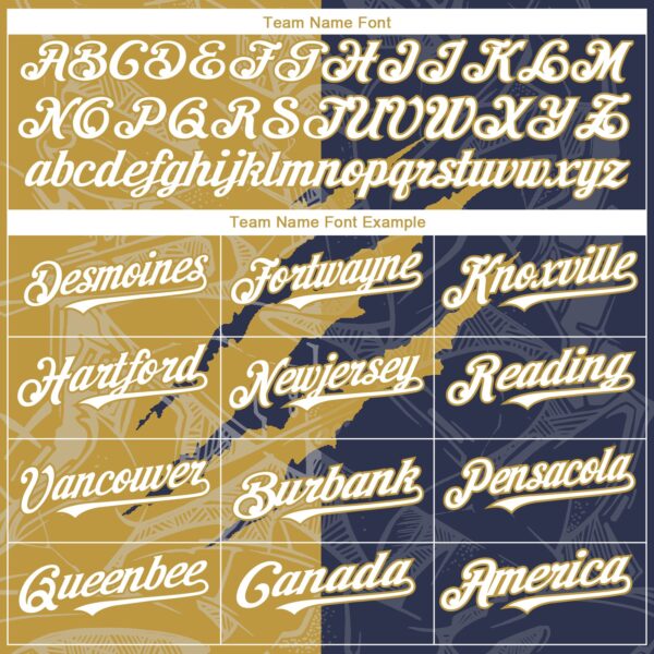 Custom Graffiti Pattern White Navy-Old Gold 3D Scratch Authentic Baseball Jersey