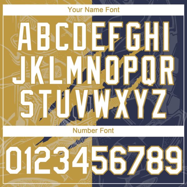 Custom Graffiti Pattern White Navy-Old Gold 3D Scratch Authentic Baseball Jersey