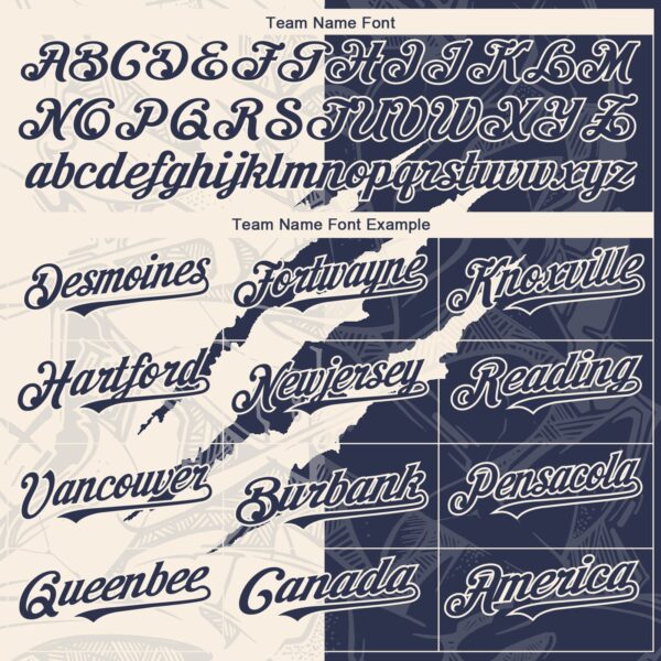 Custom Graffiti Pattern Navy-Cream 3D Scratch Authentic Baseball Jersey