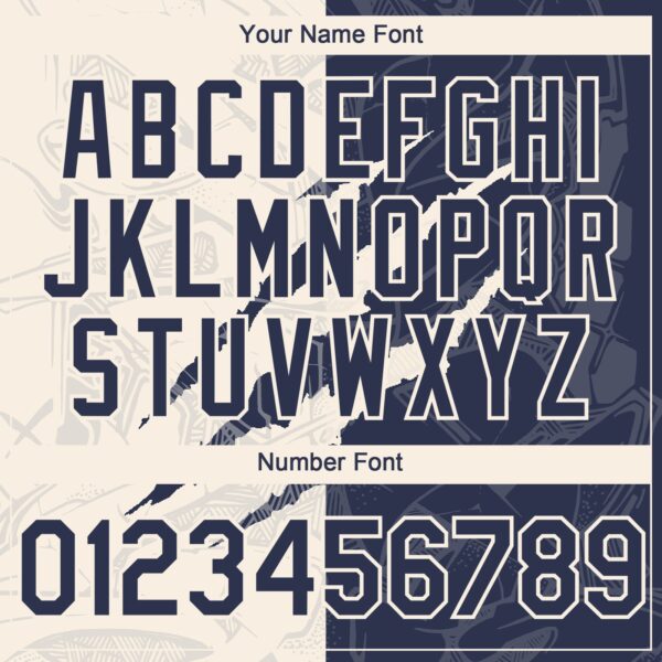 Custom Graffiti Pattern Navy-Cream 3D Scratch Authentic Baseball Jersey