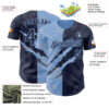 Custom Graffiti Pattern Navy-Light Blue 3D Scratch Authentic Baseball Jersey