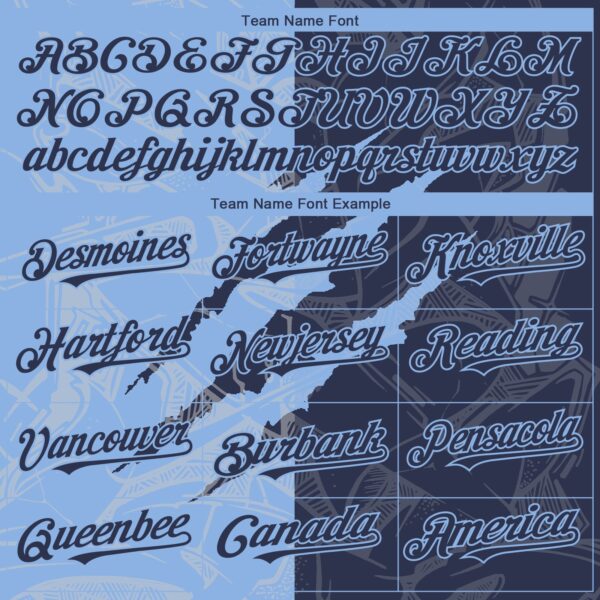 Custom Graffiti Pattern Navy-Light Blue 3D Scratch Authentic Baseball Jersey