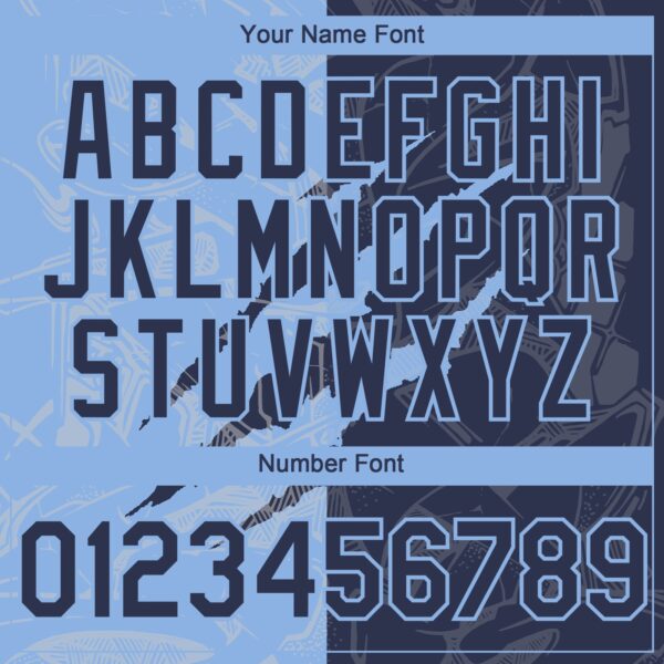 Custom Graffiti Pattern Navy-Light Blue 3D Scratch Authentic Baseball Jersey