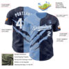 Custom Graffiti Pattern White Navy-Light Blue 3D Scratch Authentic Baseball Jersey