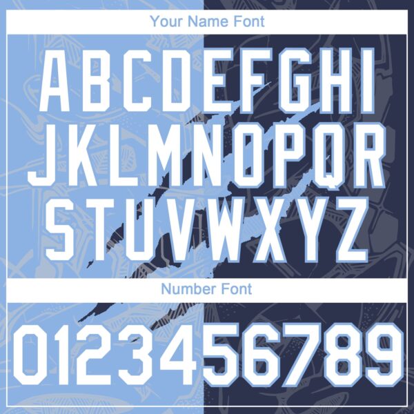 Custom Graffiti Pattern White Navy-Light Blue 3D Scratch Authentic Baseball Jersey