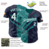 Custom Graffiti Pattern White Navy-Teal 3D Scratch Authentic Baseball Jersey