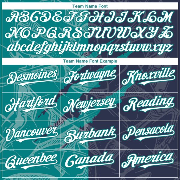 Custom Graffiti Pattern White Navy-Teal 3D Scratch Authentic Baseball Jersey