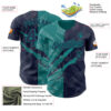 Custom Graffiti Pattern Navy-Teal 3D Scratch Authentic Baseball Jersey