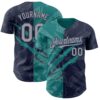 Custom Graffiti Pattern Gray Navy-Teal 3D Scratch Authentic Baseball Jersey