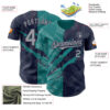 Custom Graffiti Pattern Gray Navy-Teal 3D Scratch Authentic Baseball Jersey
