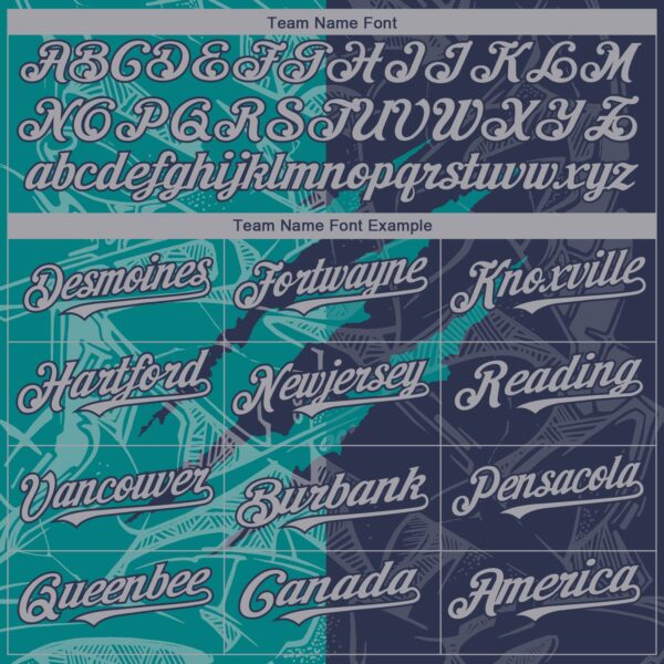 Custom Graffiti Pattern Gray Navy-Teal 3D Scratch Authentic Baseball Jersey