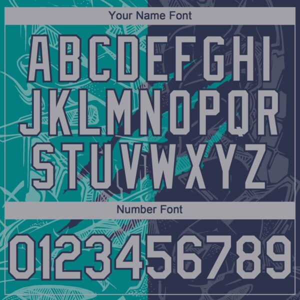 Custom Graffiti Pattern Gray Navy-Teal 3D Scratch Authentic Baseball Jersey