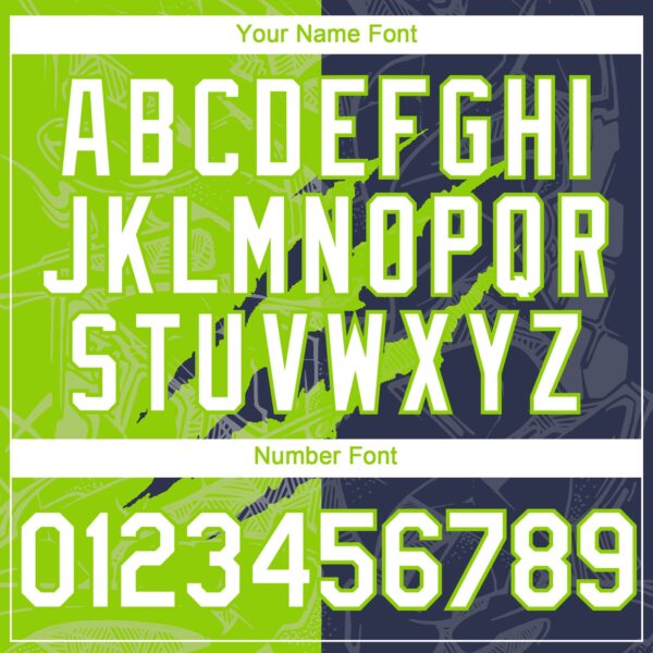 Custom Graffiti Pattern White Navy-Neon Green 3D Scratch Authentic Baseball Jersey