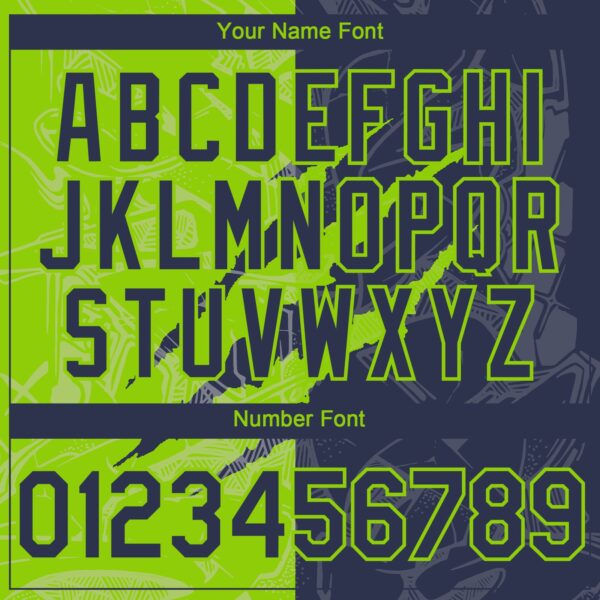 Custom Graffiti Pattern Navy-Neon Green 3D Scratch Authentic Baseball Jersey