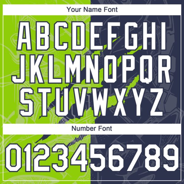 Custom Graffiti Pattern White Navy-Neon Green 3D Scratch Authentic Baseball Jersey