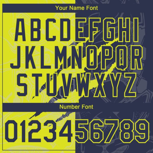 Custom Graffiti Pattern Navy-Neon Yellow 3D Scratch Authentic Baseball Jersey