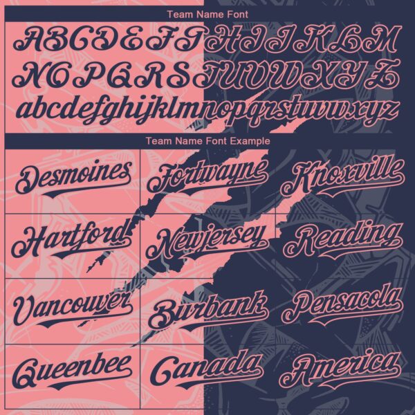 Custom Graffiti Pattern Navy-Medium Pink 3D Scratch Authentic Baseball Jersey