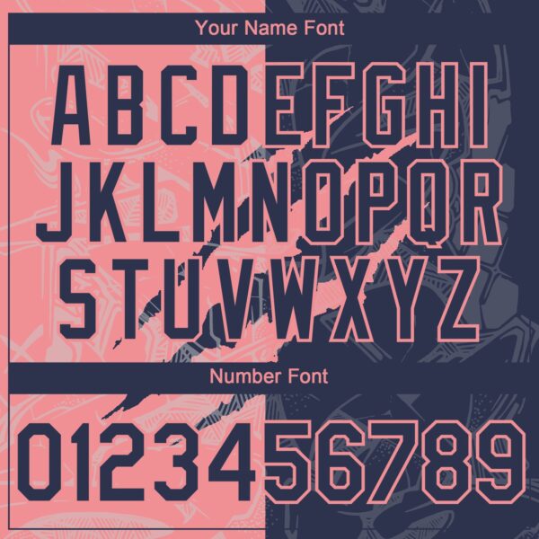 Custom Graffiti Pattern Navy-Medium Pink 3D Scratch Authentic Baseball Jersey