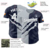 Custom Graffiti Pattern White Navy-Silver 3D Scratch Authentic Baseball Jersey