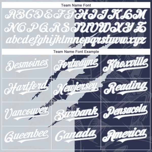 Custom Graffiti Pattern White Navy-Silver 3D Scratch Authentic Baseball Jersey