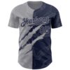 Custom Graffiti Pattern Navy-Gray 3D Scratch Authentic Baseball Jersey