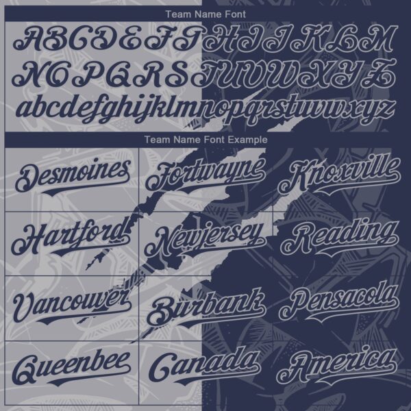 Custom Graffiti Pattern Navy-Gray 3D Scratch Authentic Baseball Jersey