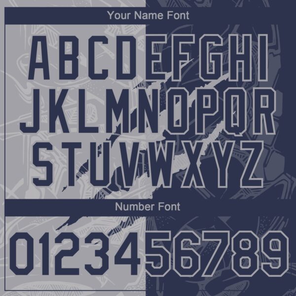 Custom Graffiti Pattern Navy-Gray 3D Scratch Authentic Baseball Jersey