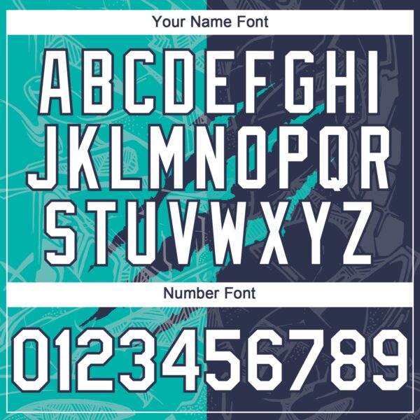 Custom Graffiti Pattern White Navy-Aqua 3D Scratch Authentic Baseball Jersey