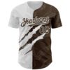 Custom Graffiti Pattern Brown-White 3D Scratch Authentic Baseball Jersey