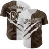 Custom Graffiti Pattern Brown-White 3D Scratch Authentic Baseball Jersey